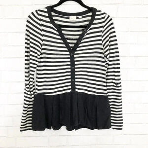 Postmark - Anthro Black & White Striped Peplum Top Women's Size Small